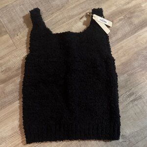 Skim Black Fuzzy Tank Top